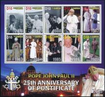 II. János Pál 25 éve pápa kisívsor, 25th anniversary of John Paul II´s papacy minisheet set