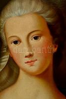 Jelzés nélkül: Bieder női portré cca 1850. Olaj, vászon, sérült keretben, 47×35 cm