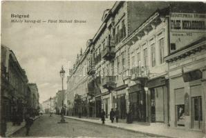 Beograd, Belgrade; Fürst Michael Strasse / street view, shops / Mihály herceg út, üzletek