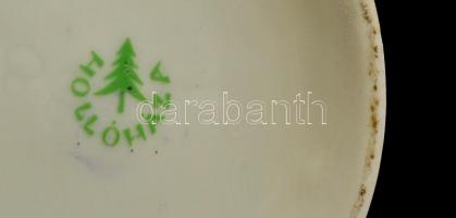 Hollóházi Újpesti Dózsás korsó és plakett, matricás, jelzett, kopott, m:14,5 cm, 7×11 cm