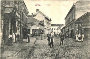 Brád, Fő tér, Ábrahám István és Stojkowits S. üzlete. Gedő Manó kiadása / main square with shops (EK)