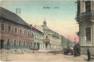 Zsolna, Zilina; utcakép, Kranicsek (?) Antal üzlete. 1914 Pro Patria, a Bánat és a nyomor enyhítésére. héber újévi köszöntés a hátoldalon / street viw with shop. Hebrew New Year greeting on the backside