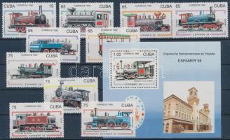 Stamp exhibition, 1998; Locomotive set + block, Bélyegkiállítás, 1998; Mozdony sor + blokk