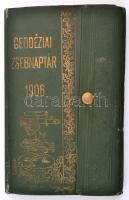 1906 Geodéziai Zsebnaptár, aranyozott egészvászon kötésben, vonalzóval