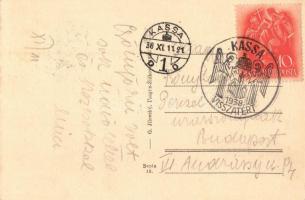 Kassa, Kosice, Kaschau; Stat. Stred. Hospodarska skola / iskola / school, "visszatért" So....