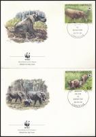 WWF Forest elephant set on 4 FDCs, WWF: Erdei elefánt sor 4 db FDC-n