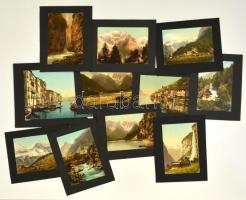 cca 1900 Alpesi tájak 10 db színezett nyomat, fotónyomat