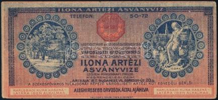 cca 1910 Ilona artézi ásványvize számolócédula