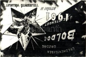 1961 Eredményekben gazdag, boldog új esztendőt kíván a Talajjavító Vállalat / Hungarian socialist New Year greeting card (non PC)