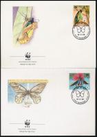 WWF: Butterfly set on 4 FDCs WWF: Pillangó sor 4 db FDC-n