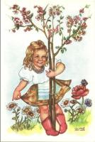 2 db RÉGI magyar folklór művészlap, Molnárné Patz Kató rajzaival / 2 pre-1945 Hungarian folklore art...