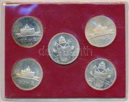 Vatikán 1991. "Pápák 1939-1991" 5db klf ezüstözött fém emlékérem szuvenír tokban, "XI...