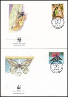 WWF: Butterfly set on 4 FDCs WWF: Pillangó sor 4 db FDC-n