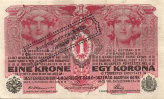 1916. 1K fekete "Ausgegeben nach dem 4. Oktober 1920" bélyegzővel T:II+ + 1917. 2K lila "Ausgegeben nach dem 4. Oktober 1920" bélyegzővel T:I-