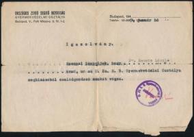 1947 Au OZSSB Országos Zsidó Segítő Bizottság levele.