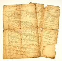 1817-1859 Hajduböszörményi Kert- és Szőlősgazda Rendszabály kézirat 6 beírt oldalon, szakadásokkal