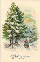 4 db régi karácsonyi és újévi üdvözlőlap / 4 pre-1945 Christmas and New Year greeting cards