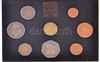 Nagy-Britannia 1983. 1/2p-1Ł (8xklf) forgalmi sor lezárt dísztokban, kihajtogathatós műbőr tokban, i...