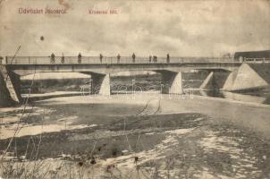 Ákos, Acas; Krasznai híd télen. Mandelbaum Izidor kiadása / Crasna river bridge in winter (Rb)