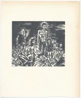 Frans Masereel (1889-1972): Éhezők, fametszet, papír, jelzett a fametszeten, 10,5×13 cm