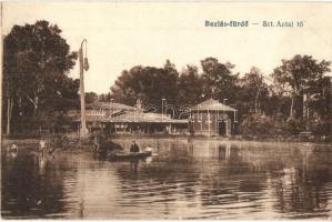 Buziás-fürdő, Buzias; Szent Antal-tó, csónakázók. Heksch Manó kiadása / lake, rowing boat (EK)