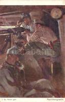 Maschinengewehr. Rotes Kreuz, Kriegsfürsorgeamt Kriegshilfsbüro No. 338. / WWI K.u.k. military art postcard s: J. Qu. Adams (EK)