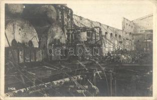 Verbrannte Zuckerfabrik / WWI K.u.k. military, destroyed and burnt down sugar factory. Originalfoto F. J. Marik