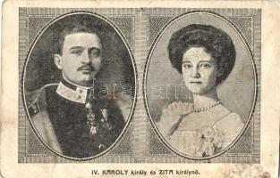 10 db RÉGI uralkodói motívumlap IV. Károlyról és Zitáról, vegyes minőség / 10 pre-1945 royalty motiv...