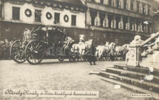 1916 Budapest IV. Károly király és Zita királyné koronázása - 10 db régi képeslap / 10 pre-1945 post...