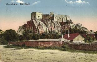 Beckó, Beckov; Várrom a Vág-völgyében. Schwarcz Vilmos kiadása / castle ruins in the valley, Povazie (EK)