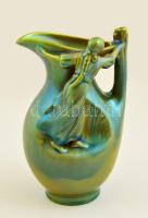 Zsolnay váza női figurával, jelzett, hibátlan, eozin mázas, m:16 cm