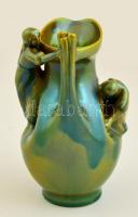 Zsolnay váza női figurával,  jelzett, hibátlan, eozin mázas, m:16 cm