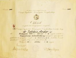 1940 2 db érdekes oklevél, az egyiken Luttor Ignác sajátkezű aláírásával