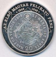 DN A magyar nemzet pénzérméi - Az első magyar feliratú pénz 1848-1849 Ag emlékérem (10,59g/0.999/35mm) T:PP patina