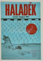 1980 Haladék, magyar film plakát, főszereplő: Bujtor István, rendezte: Fazekas Lajos, jelzett (NJ), hajtásnyommal, 56x39 cm