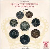 Nagy-Britannia 1986. 1p-2Ł (8xklf) forgalmi sor karton díszcsomagolásban, ragasztó elengedett T:BU
...