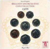 Nagy-Britannia 1986. 1p-2Ł (8xklf) forgalmi sor karton díszcsomagolásban, ragasztó elengedett T:BU
...