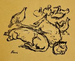 Rippl-Rónai József (1861-1927): Fünfzig Handzeichnungen. Eredeti félpergamen mappájában. Cinkográfia...