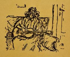 Rippl-Rónai József (1861-1927): Fünfzig Handzeichnungen. Eredeti félpergamen mappájában. Cinkográfia...