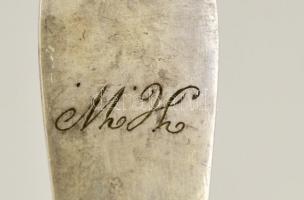 Ezüst(Ag) monogramos evőkanál, 6 db, jelzett, h: 21,5 cm, nettó: 399 g