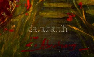 Olvashatatlan jelzéssel: Virágcsendélet. Olaj, falemez, keretben, 60×50 cm