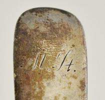 Ezüst(Ag) vegyes teáskanalak, 6 db, jelzett, h: 15 cm, nettó: 86,2 g