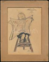 Déry T. 1943. Jelzéssel: 3 db Hummel stílusú kép, Ceruza, papír. paszpartuban / Hummel style graphic...