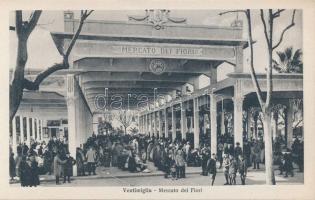 Ventimiglia, Riccordo; Via Roma, Via Cavour, Mercato dei Fiori - postcard booklet with 5 pre-1945 po...
