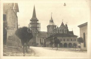 Lőcse, Levoca; Városháza, Szent Jakab templom átépítés alatt / town hall, church under construction