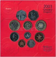 Nagy-Britannia 2003. 1p-2Ł (10xklf) forgalmi sor karton díszcsomagolásban, közte 2003. 50p Cu-Ni &qu...