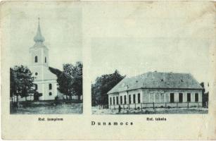 Dunamocs, Dunajskej Moci, Moca - 2 db régi városképes lap: Református templom és iskola, gőzhajó / 2...