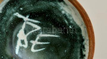 Retró váza, mázas kerámia, jelzett (TBE), apró hajszálrepedés a tetején, m:21,5 cm