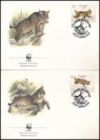 WWF: Ibériai hiúz sor 4 db FDC-n WWF Iberian lynx set 4 FDC