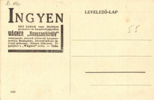 Budapest XI. Erődy villa; Somlói út 24. Hátoldalon Wágner Hangszerkirály reklámja